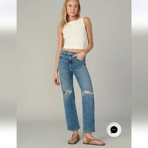 Joe's Jeans The Blake High Rise Straight Leg Cropped Distressed Jeans